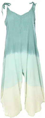 Batik Jumpsuit - Sommer Overall in Türkis/Grün/Beige - Hosen für Frauen, ethno-inspirierter Stil aus 100% Viskose, fair gehandelt in Indonesien, ideal für Frühling und Sommer