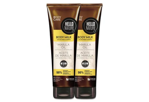 Hello Nature Tagescreme Body Milk Balm Marula Körpermilch Bodylotion gegen trockene Haut, 2-tlg., Hautpflege, Tagescreme, Bodycreme