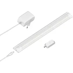 ledscom.de LED Unterbau-Leuchte SIRIS weiß matt mit Netzteil mit Touch-Dimmer, flach, 30cm, 368lm, warm-weiß