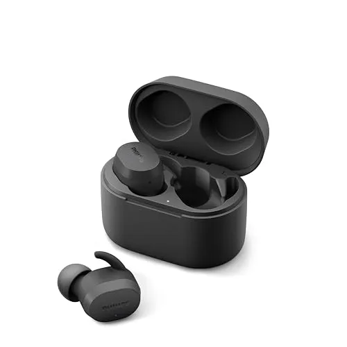 Philips TAT3216BK/00 Bluetooth-Kopfhörer Schwarz - Intra-aurikuläre Kopfhörer mit True Wireless Stereo, IPX5 wasserfest und ideal für Musik und Anrufe, mit bis zu 6 Stunden Akkulaufzeit und schnellem Laden.