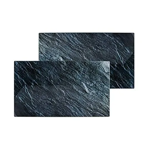 axentia Glas-Schneidbrett-Set in grauer Steinoptik, 2-teilig, je 52 x 0,4 x 30cm