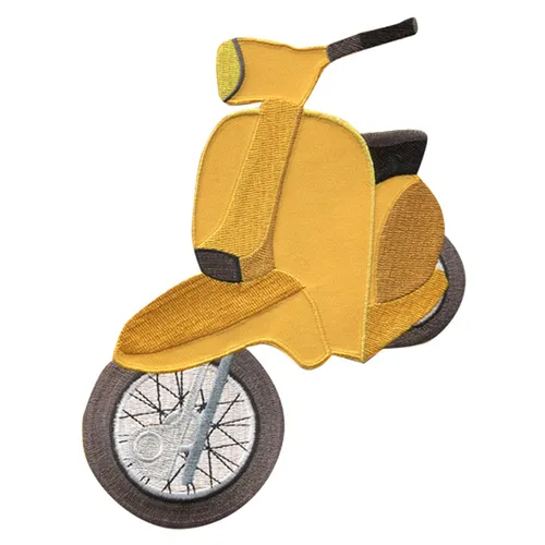 Roller Scooter Motorrad - Aufnäher, Bügelbild, Aufbügler, Größe: 16 x 17 cm