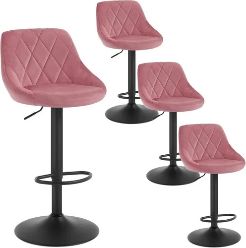 WOLTU 4 x Höhenverstellbare Barhocker, Rosa, Gepolstert und Drehbar