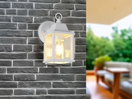 Landhausstil Außenwandleuchte Weiß 22cm - Charmante Wandlaterne für Außenbereiche - Lampen im Landhausstil mit IP23 Schutz, ideal für überdachte Eingänge und Terrassen. Inklusive 4W Filament LED für warme Beleuchtung.