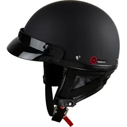 Redbike RB-520 Jethelm - Matt-Schwarz - XL - Motorradhelm im nostalgischen 50er-Jahre Design, mit abnehmbarem Nackenteil und integrierter Brillenschlaufe für optimalen Komfort und Stil.