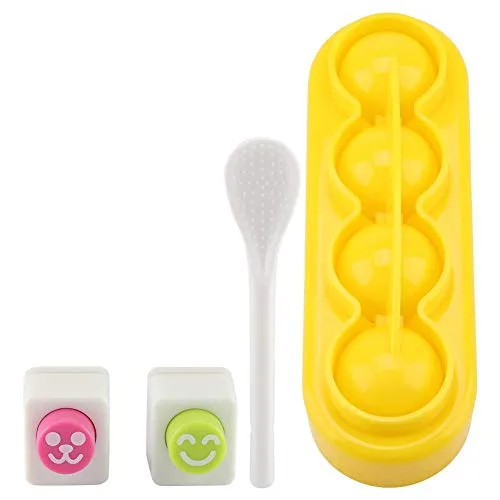 TOPINCN DIY Kleine Sushi Reisbällchen Form Lebensmittelqualität Pp Material Handwerk Reisrolle Form mit Löffel für Home Party Kindernahrung