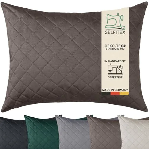 Selfitex 60x80 cm, XXL Sofakissen, samtiger Velours Bezug, inkl. Füllkissen, weiche Oberfläche mit Prägemuster, hohe Stoffdicke, wasserabweisend, luxuriöser Glanz, weiches Dekokissen (Hellbraun)