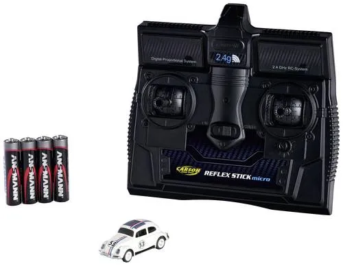 Carson Modellsport VW Beetle Rallye 1:87 RC Modellauto - RC-Modelle - Erleben Sie den Nervenkitzel des Rallyefahrens mit diesem detailgetreuen 1:87 Modell des legendären VW Beetle, perfekt für RC-Enthusiasten und Automodell-Liebhaber.