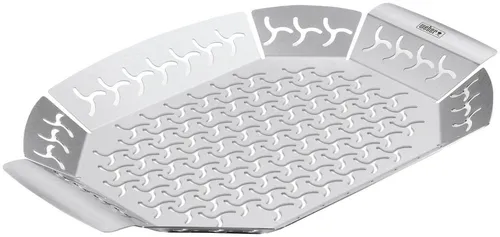 Weber Premium Grillkorb - Groß (36 x 26cm) - Grillkörbe aus hitzebeständigem Edelstahl, ideal für gleichmäßige Hitzeverteilung und optimale Grillergebnisse. Spülmaschinenfest für einfache Reinigung, geeignet für alle Grilltypen.