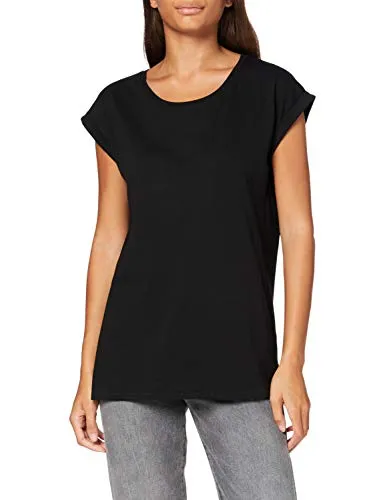 Build Your Brand Ladies Organic Extended Shoulder Tee, Black, M