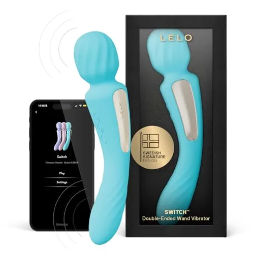 LELO SWITCH Massagestab Sex Spielzeug für die Frau mit Bluetooth-App und 12 Lusteinstellungen, Dildo Vibrator, Vibratorensets für Frauen Klitoris Sexspielzeug Frau, Sex Toy, Doppelvibrator (Aqua)