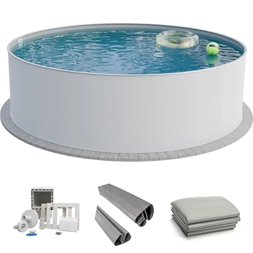 Fresh-Pool Rundpool Profi Stahlwandpool Set 500x150 cm - Genieße den Sommer in deinem eigenen Rundpool! Mit einem stabilen Stahlmantel und einer langlebigen Folie bietet dieses Set optimale Qualität für deinen Garten. Einfacher Aufbau und ansprechendes Design machen ihn ideal für DIY-Projekte.