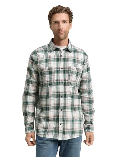 Tom Tailor Herren Freizeithemd COMFORT CHECKED SHIRT - Herren-Freizeithemden aus 100% Baumwolle, Relaxed Fit für optimalen Komfort und stylisches Aussehen, ideal für Büro und Freizeit.