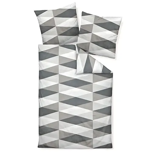 Janine Bettwäsche J.D. 87014 08 Opalgrau Silber, Mako-Satin in grau von Janine