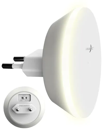 Lunartec LED Nachtlicht Steckdose: Steckdosen-Nachtlicht mit indirekter Beleuchtung,Dämmerungssensor,rund (LED Steckdose dimmbar, Ambientebeleuchtung)