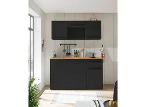 Mid.you Küchenleerblock Jazz Single - Schwarz/Eiche - Küchenzeilen, eleganter Küchenleerblock in Schwarz und Eiche, mit 1 praktischer Schublade und vielseitigen Türoptionen, ideal für moderne Küchen.