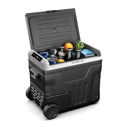 PolarForce 50L Kompressor-Kühlbox - Kühlboxen & Kühltaschen – 50 Liter Volumen mit zwei Zonen, LCD-Panel und LED-Beleuchtung, perfekt für Camping und Off-Road-Abenteuer.