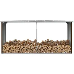 The Living Store Brennholzlager Verzinkter Stahl 330 x 92 x 153 cm Braun - Braun