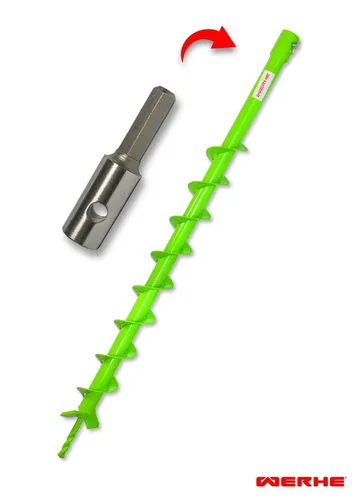 WERHE Erdbohrer für bohrmaschine mit HEX adapter ⌀60 mm, 80cm länge