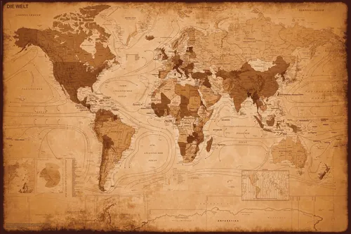 VINTAGE WORLD MAP Bild 90x60 cm von Sonstige