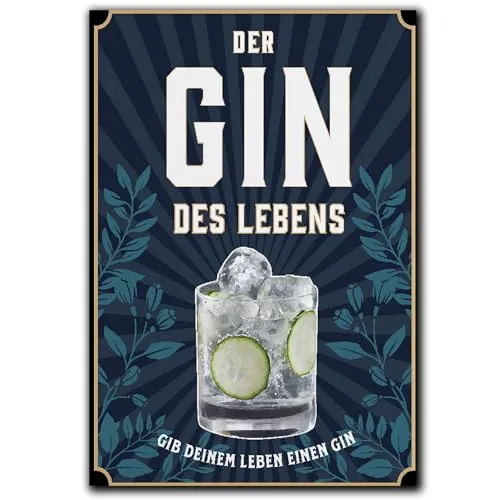 LANOLU Kühlschrankmagnete lustig- Gib deinem Leben Gin - lustige Magnete mit Sprüchen und witzigen Motiven 8x5,5cm
