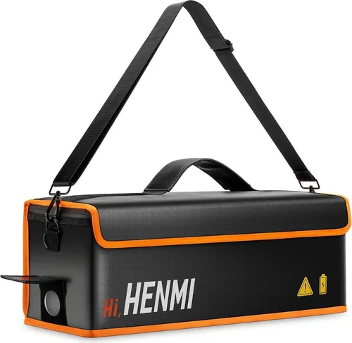 HENMI Ebike Akku Tasche Feuerfest 1000°C - Sonstige, schützt Ihren Akku vor extremen Temperaturen mit einer hochwertigen Metallschnalle für zusätzliche Sicherheit.