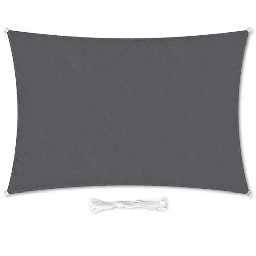 Skojig Premium Sonnensegel Rechteckig 2x3m dunkelgrau inkl. Befestigungsseilen aus wetterbeständingen HDPE | Sonnenschutz Schattenspender Garten Balkon Camping & Terrasse - UV Schutz Wetterschutz