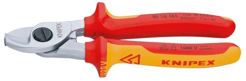 Knipex Kabelschere 95 16 165 - VDE isoliert, 165mm, präziser Schnitt für Cu- und Al-Kabel, Made in Germany