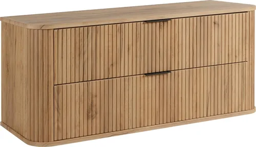 Badezimmerschrank Gold Craft Eiche mit schwarzen Griffen in braun von 3E 3xE living.com