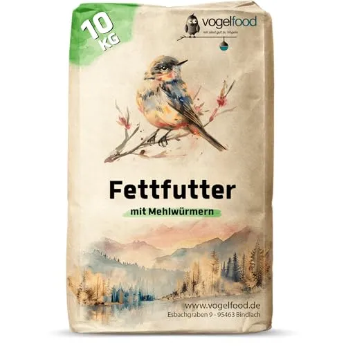Vogelfood 10 kg Fettfutter mit Mehlwürmern für Wildvögel