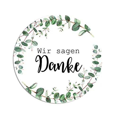 Sticker Danke EUCALYPTUS, Aufkleber Danke Hohzeit Danksagung (Eucalyptus) 50