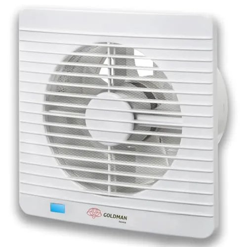 GOLDMAN SERVICE Leiser Badventilator mit Timer, Abluftventilator, feuchtigkeitsabweisend, geruchsneutral, Rückschlagventil und Moskitonetz, Durchmesser: 100 mm, 12 W