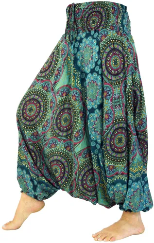 Afghani Haremshose - Ethno Style Overall für Frauen - Bequeme Haremshose aus 100% Viskose im Ethno Style. Ideal für Frühling und Sommer, mit elastischem Bund für perfekten Sitz. Fair gehandelt und in verschiedenen Größen erhältlich.