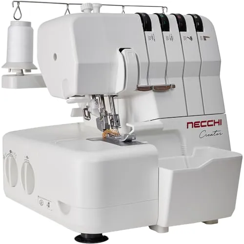 Necchi Overlock-Nähmaschine C12 Creator - Overlock-Nähmaschine für professionelle Ergebnisse, ideal für kreative Nähprojekte und sorgt für saubere Stoffkanten.