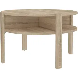 DEINE TANTE EMMA CFTT5024-D30 Tobago Couchtisch 74 cm - Beistelltisch in Sonoma Eiche Sägerau, stabiler Fuß und 4 offene Fächer bieten viel Stauraum – ideal für dein Wohnzimmer!