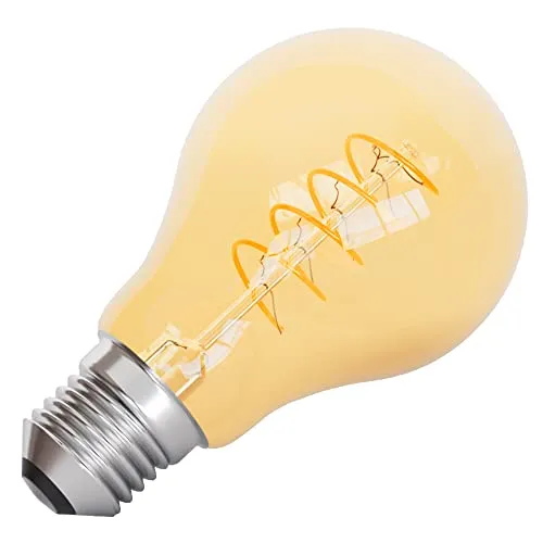 linovum E27 Vintage LED Filament Globe A60 Leuchtmittel 3,8W in Amber Optik extra warmweiß 1700K dimmbar