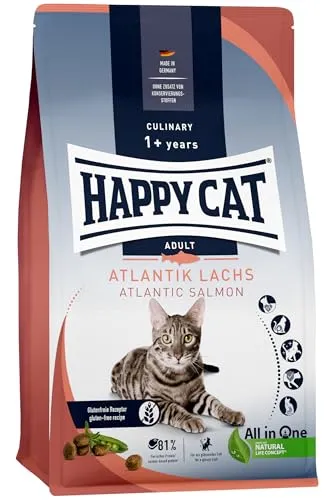 Happy Cat 70553 - Culinary Adult Atlantik Lachs - Katzen-Trockenfutter für ausgewachsene Katzen & Kater - 1,3 kg Inhalt