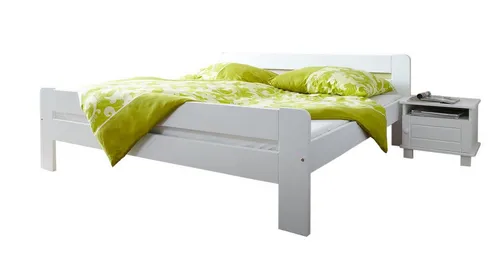 Mid.you Bett Ticaa 857668 Bert, Weiß, 140x200 cm - Massives Kiefernholz-Bett für Kinder- & Jugendzimmer, geeignet für Rollrost und in verschiedenen Größen erhältlich.