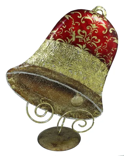 Dekofigur Weihnachtsglocke Weihnachtsdeko handbemalt 34 cm Hoch Metallfigur