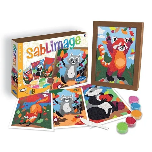 Sentosphère 3908821 Sablimage, Sandbilder-Mal-Set für Kinder, Motiv Tiere, DIY Bastelset, Kreativset, Sandmalset ab 4 Jahren