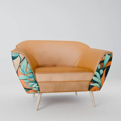 SPACEREBELS Sessel Wohnzimmer - Relaxsessel Einzelsofa für Schlafzimmer - Loungesessel Fernsehsessel - Gepolsterter Armlehnstuhl mit Holzbeinen - karamell