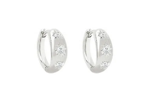 LÖB Paar Creolen 925 Silber Ohrringe Zirkonia Steine Creolen Rund Klein Brautschmuck (Geschenke für Frauen Beste Freundin Mutter Mama Damen zum Geburtstag Weihnachten Weihnachtsgeschenke), Kurz Glitzer Strass 585er Gelbgold Elegant Damen Herren Kreolen Breit