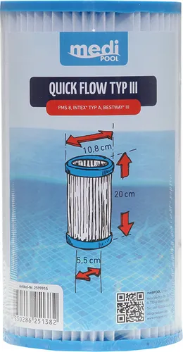 mediPOOL Filterkartusche PMS 8 Typ III für Intex Typ A