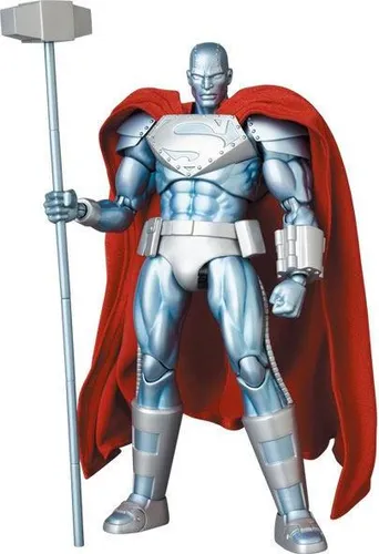 MEDICOM TOY Corporation Return of Superman: Steel Mafex Actionfigur - Actionfigur für Kinder, detailgetreu und beweglich, mit drei austauschbaren Köpfen und Zubehör wie Raketenstiefeln und Hammer für kreatives Spielen.