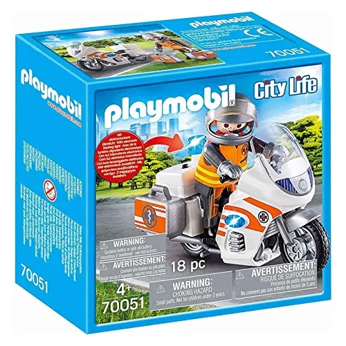 PLAYMOBIL City Life 70051 Notarzt-Motorrad mit Blinklicht