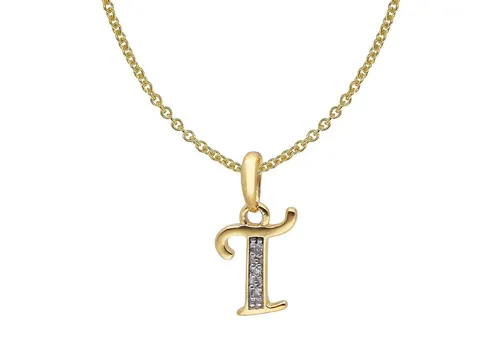 trendor Kette mit Anhänger Buchstaben-Anhänger T Gold 333/8K mit vergoldeter Silberkette