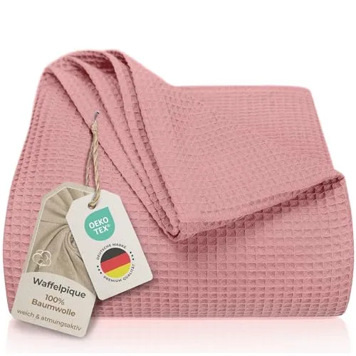 LAYNENBURG Premium Tagesdecke 240 x 260 cm XXL in pink von LAYNENBURG