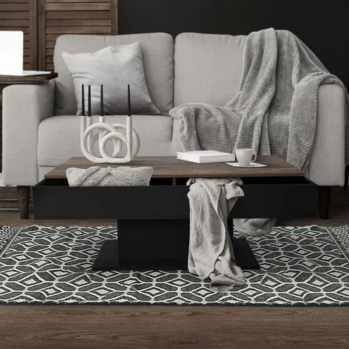 ML-Design Couchtisch mit 2 Staufächern, 110x60x40 cm, Holz-Optik/Schwarz