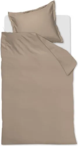 Ambiante Mako-Satin-Bettwäsche-Garnitur Taupe 135x200 cm - Hochwertige Mako-Satin-Bettwäsche in Taupe, 135 x 200 cm + 1 Kissenbezug 80 x 80 cm. Erleben Sie stilvollen Schlafkomfort mit atmungsaktivem Material, das auch nach vielen Wäschen strahlend bleibt.