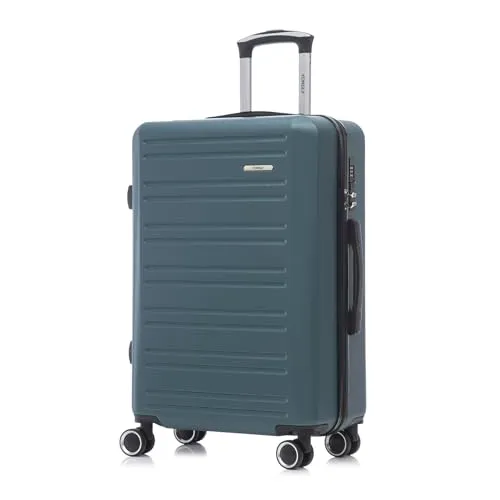 YONSLY Hartschalen Reisekoffer Trolley mit 4 Rollen - Robuster und leichter Koffer in dunkelgrün mit 360°-Doppelrollen für mühelose Mobilität. Integriertes Sicherheitsschloss und ergonomischer Gummigriff sorgen für hohen Komfort und Sicherheit auf Reisen.